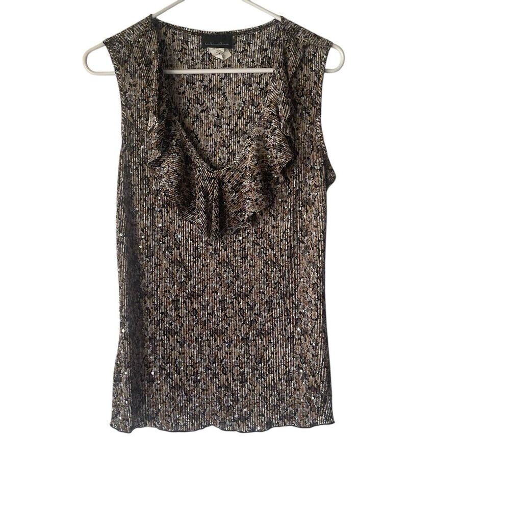Brittney Black Y2k Women's‎ Size Large Floral Daisy Sparkle Ruffle Babydoll Top